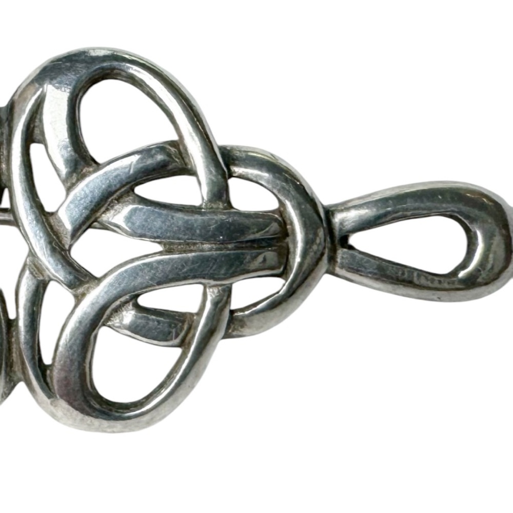 Hallmarked Silver Celtic Infinity Knot Bar Brooch - image 4